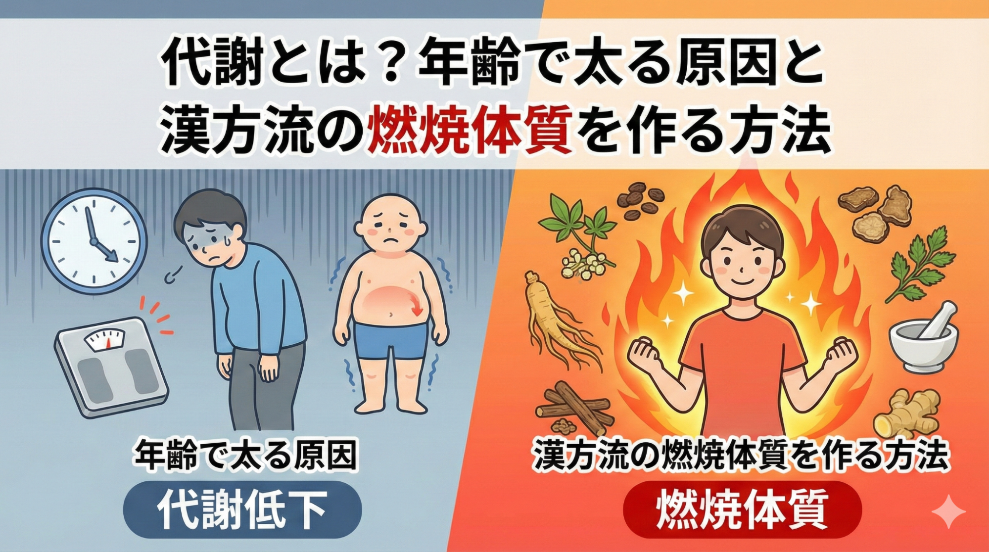 代謝とは？年齢で太る原因と漢方流の燃焼体質を作る方法
